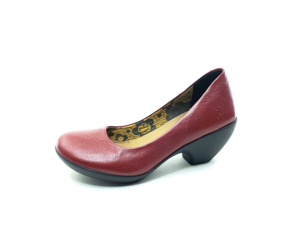 Fly London Fly Girl Womens Pumps Block Heel Red Leather Size 36